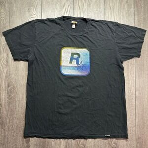 Rockstar Games Logo Graphic T-Shirt Mens XL Black Short Sleeve Gaming Tee USA